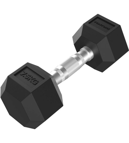 Tunturi Platinum Hexa Dumbbell - Rubber - 1x 7.5kg - Zwart
