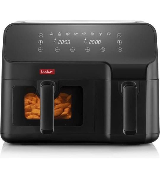 Olievrije friteuse - BODUM - Dubbel compartiment 3,2L en 5,1L - 2700 W - Zwart