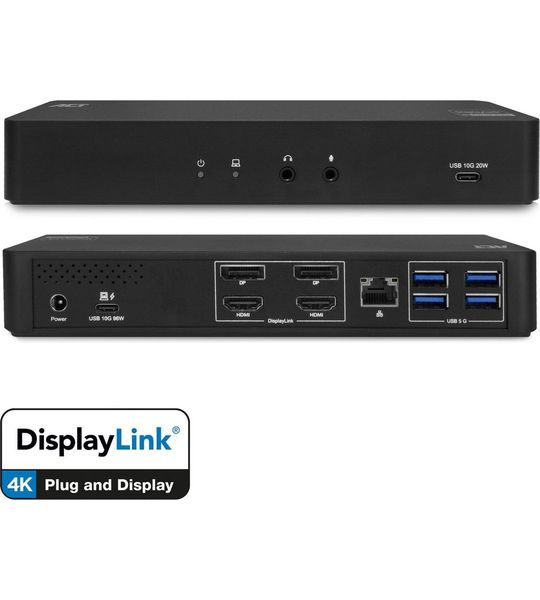 ACT USB-C Dual 4K Monitor DisplayLink Docking Station