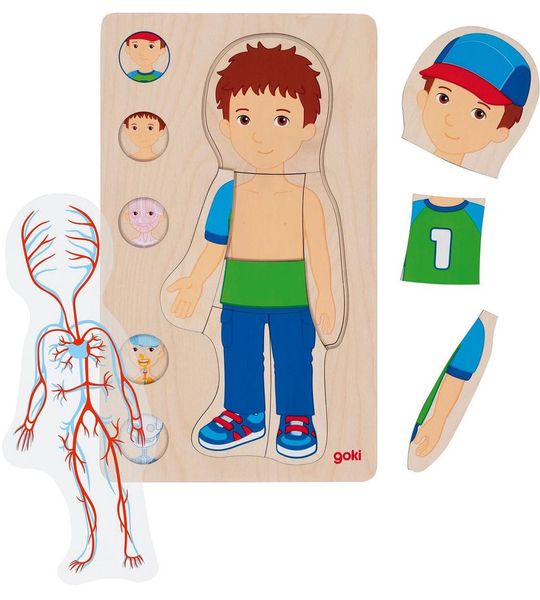 Goki Houten Lagenpuzzel Menselijk Lichaam Jongen, 29st.