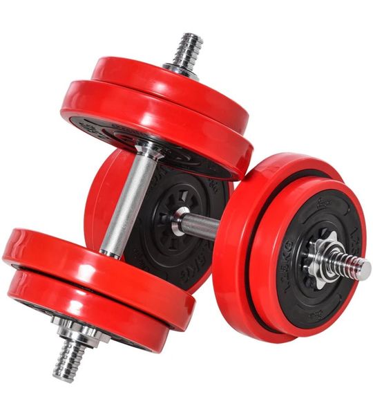 2-in-1 Halterset Fitness Spier 20 Kg Rood + Zwart 21,5 X 21,5 X 3,8 Cm