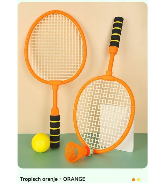 Kindertennisset-met bal-oranje-geschikt voor 3 jaar en ouder