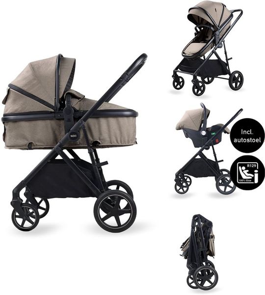 Kinderwagen Novi Baby® Jaxx 3-in-1 Hazel Melange met Autostoel
