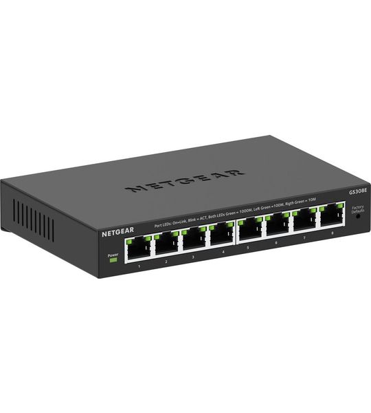 Netgear 8-port Gigabit Plus Switch (GS308Ev4) Switch Zwart