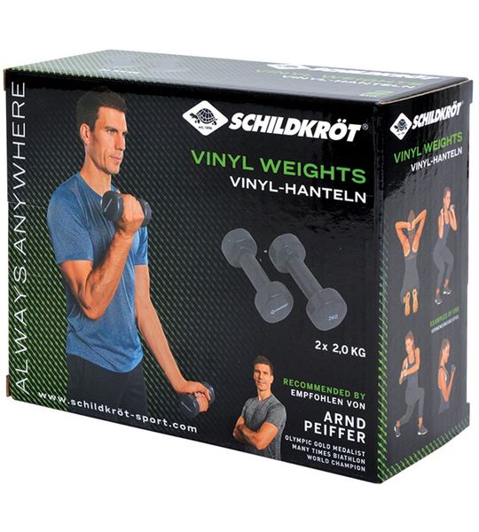 Vinyl handgewichten, 0,5 kg set, groen.