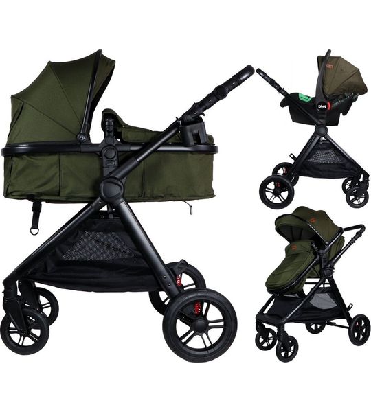 Ding 3-in-1 Kinderwagen Liam - Black/Forest Green