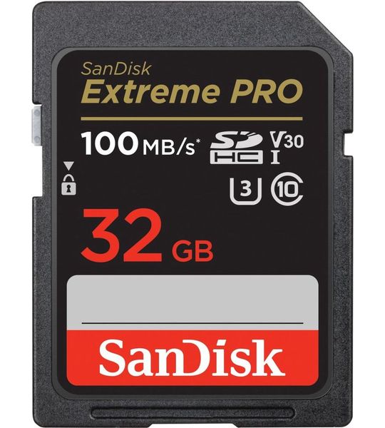 SanDisk SDHC Extreme Pro 32GB 100/90 mb/s - V30 - Rescue Pro DL 2Y Micro SD-kaart Zwart