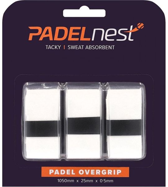 Padelnest, 3x Overgrips - Tacky - Wit