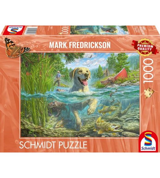 Yellow labrador fishing, 1000 stukjes - Puzzel
