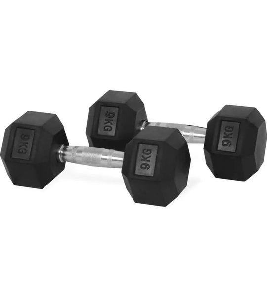 Hex Rubber Dumbbells 9kg (set)