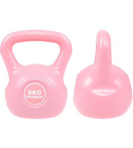 Springos PVC Kettle Bell | Kettlebell | 6 kg | Roze