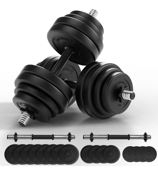 Yolo-deals - dumbel set 30kg - kunststof en staal - zwart