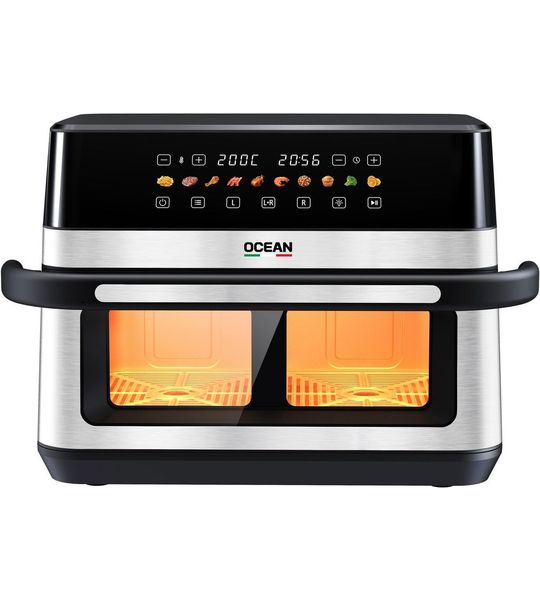 OCEAN® OCAFK22120DWNX - Airfryer - 12L - 2200W - scheidingwand - XXL