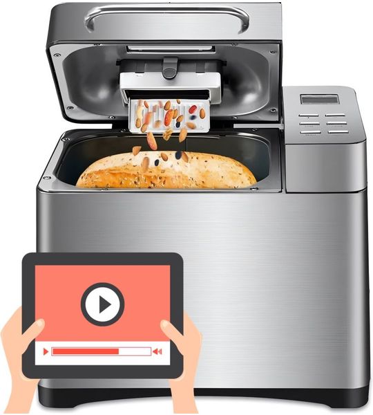 Broodbakmachine - Incl. Video Cursus & Receptenboek - Noten/Rozijnen Dispenser