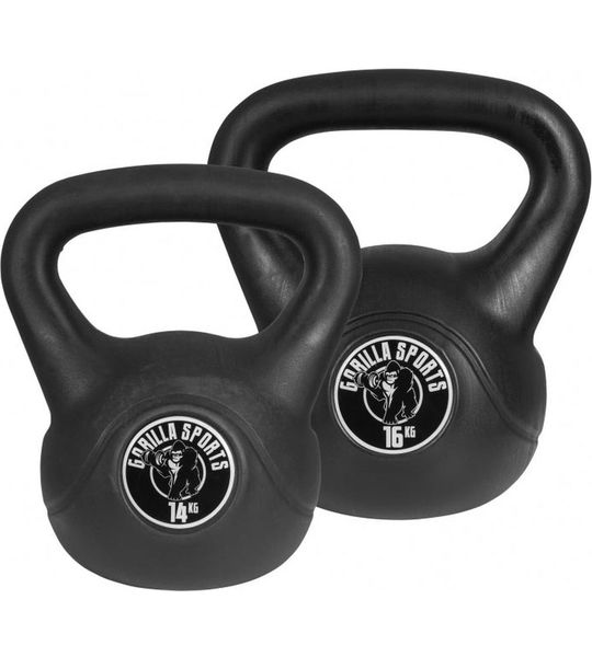 Gorilla Sports Kettlebells - Kunststof - 12 kg & 16 kg - Set van 2