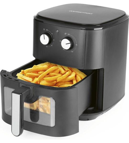 GOURMETmaxx hetelucht friteuse met kijkvenster - inhoud 6.2l - zwart