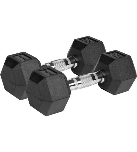 Cast Iron Rubber Dumbbells HEX 2x8 kg