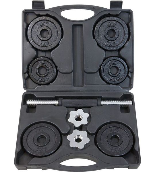 Halterset - 9-delig - gietijzer - 6 halterschijven