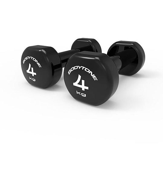 Bodytone V4 4kg Pvc-gecoate Dumbbell 2 Eenheden Zwart 4 kg