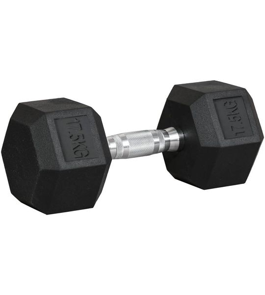 TRUUSK Hexagon Gummihantels 17,5kg - Gietijzer - Krachttraining - Zwart