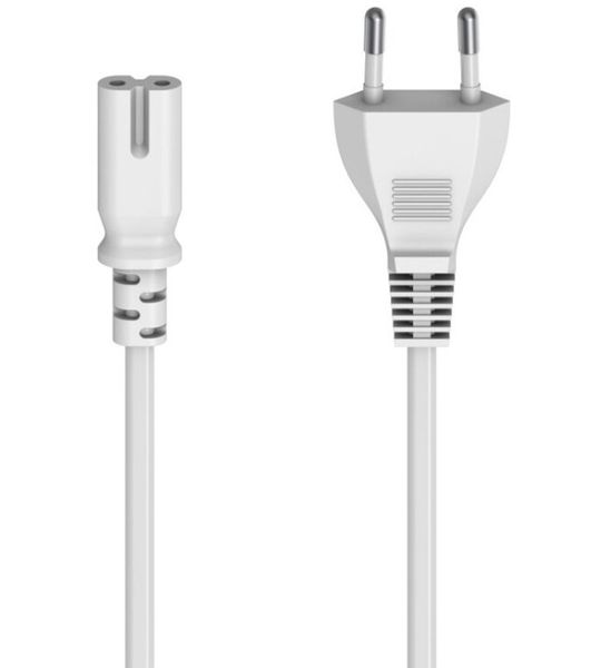 Hama Netsnoer met eurostekker, 2-pins stekker, dubbele groef/C7, 5 m Kabel Wit