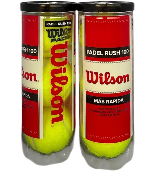 Wilson Padel Rush 100- 2 Blikken (6 Ballen) - Snelle & Duurzame Padelballen