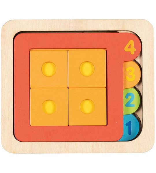 Puzzel: 13,5x12x2,4cm, 15-delig, met 4 lagen, hout, 3+