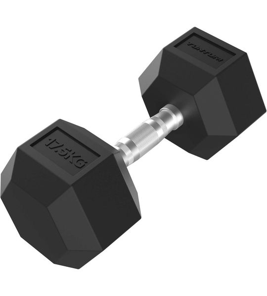 Tunturi Platinum Hexa Dumbbell - Rubber - 1x 17.5kg - Zwart