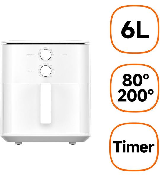 Xiaomi MAF13 Enkel 6 l Vrijstaand 1550 W Heteluchtfriteuse Wit