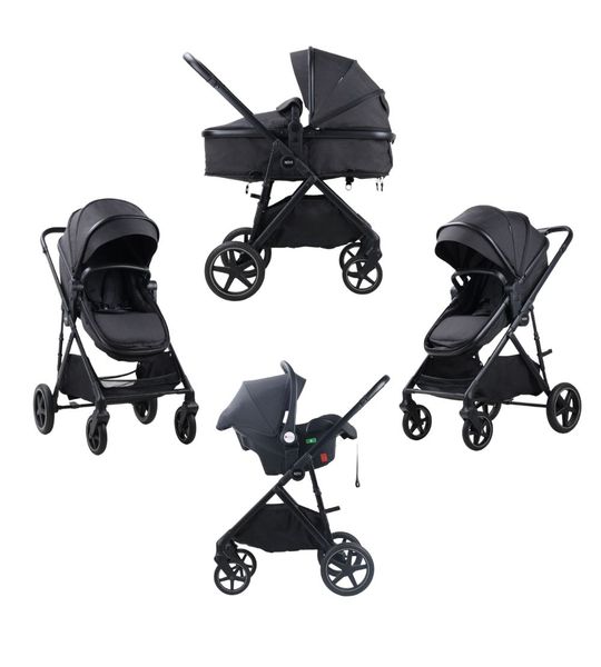 Kinderwagen Novi Baby® Jaxx V2 3-in-1 Black Melange met Autostoel