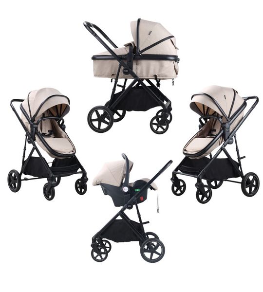 Kinderwagen Novi Baby® Jaxx V2 3-in-1 Sand Melange met Autostoel
