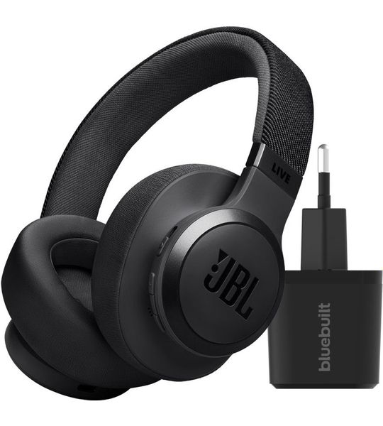 JBL Live 770NC Zwart + BlueBuilt Quick Charge Oplader met Us