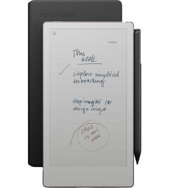 Remarkable Paper Pro Move + Marker Plus Book Folio Leather Zwart Zwart - 7.3 Inch 64 Gb E-ink-tablet