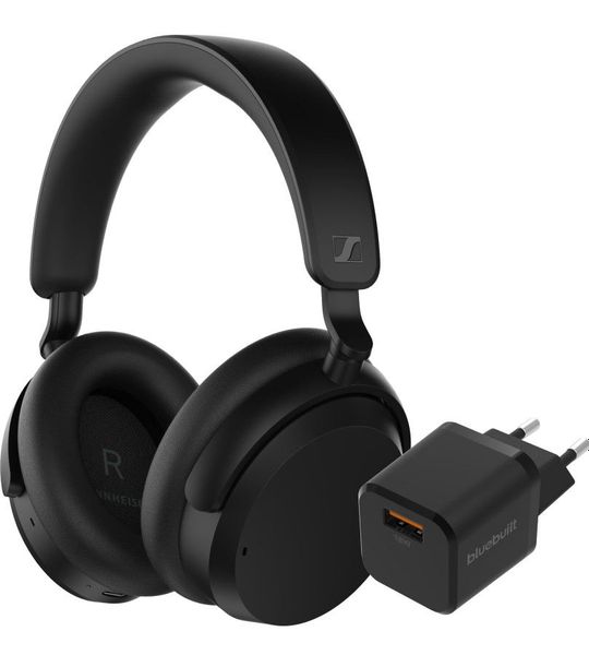 SenSennheiser Accentum Wireless Zwart + BlueBuilt Quick Charge Oplader met Usb A Poort 18W
