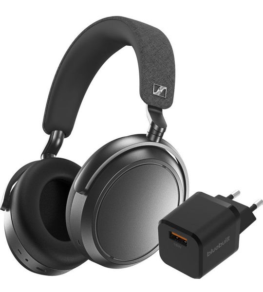 Sennheiser Momentum 4 Wireless Grijs + BlueBuilt Quick Charge Oplader met Usb A Poort 18W