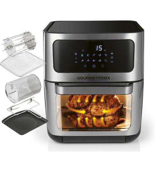 GOURMETmaxx Digitale heteluchtoven met kijkvenster - 12l - roestvrij staal