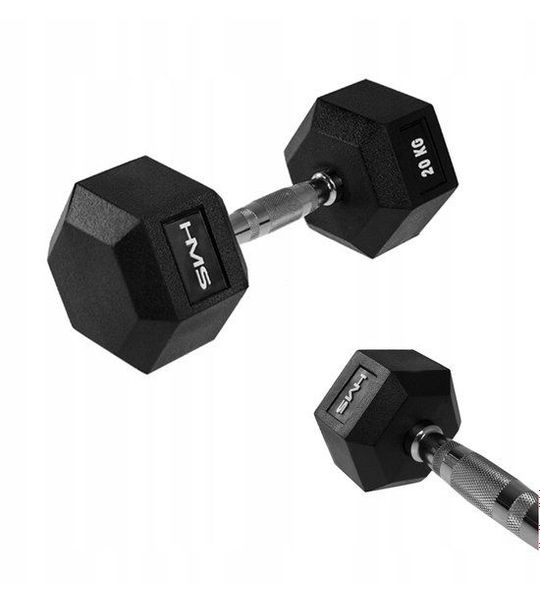 HMS Hex Pro Dumbbell 20 kg - Gecoat Staal, Gekartelde Grip
