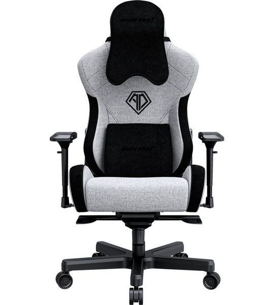 Andaseat Kaiser 2 Pro Premium Extra Large Gaming Chair - Grey Fabric (large Pillow) Gamestoel Zwart