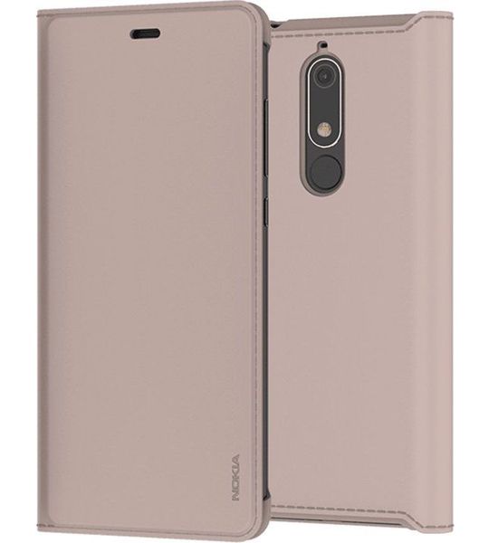 Nokia Slim Flip Case voor Nokia 5.1 Beige