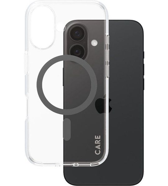 CARE Flagship Case Urban Combat Met Zwart Magsafe Telefoonhoesje Voor Apple Iphone 2024 6.1'' Transparant