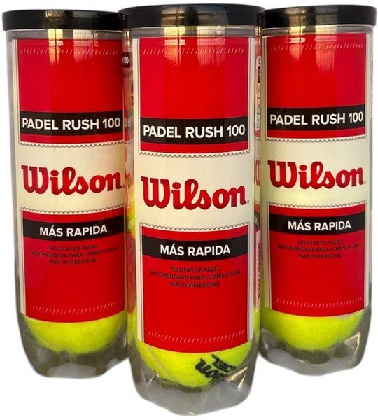 Wilson Padel Rush 100- 3 Blikken- (9 Ballen)- Snelle & Duurzame Padelballen