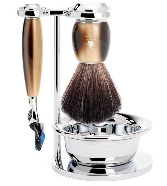 MÜHLE -Scheerset Vivo 4-delig - Hoornbruin - Fusion