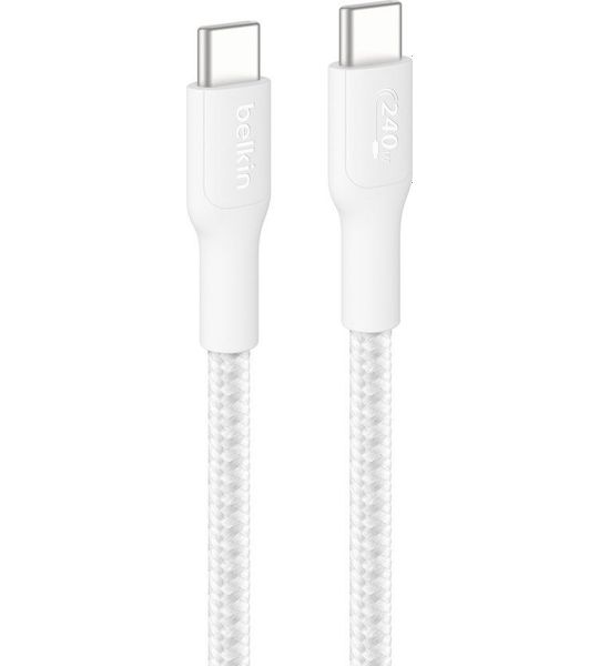 Belkin 240w Usb‑c Naar Oplaadkabel – Gevlochten Pcr (usb 2.0 3m Wit)
