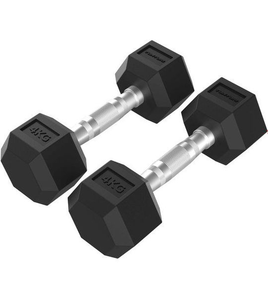 Tunturi Platinum Hexa Dumbbell Set - Rubber - 2x 4kg - Zwart