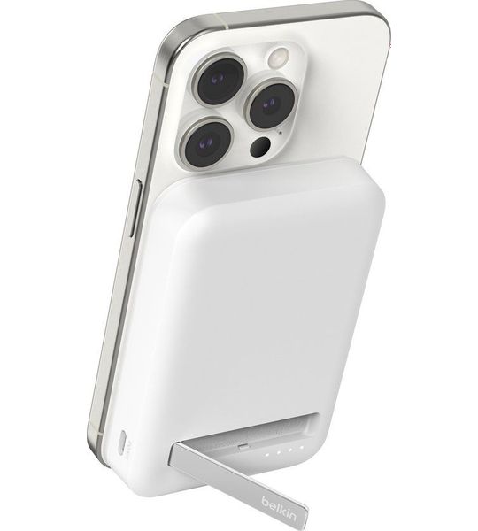 Belkin Magsafe Compatible Powerbank 8k Qi2 Met Kickstand Wit