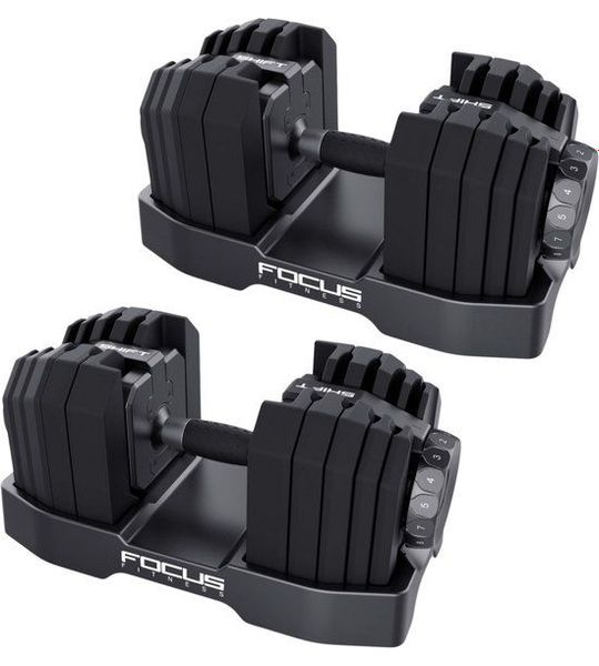 Focus Fitness Shift – Verstelbare dumbbellset – 2x24kg – Ruimtebesparend