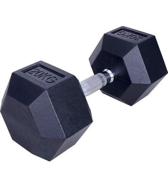 ForzaFit Hexagon Dumbbell 20 kg - Zwart - Rubber - Halter Gewicht voor Fitness