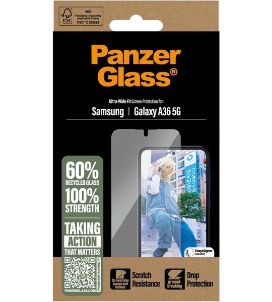 PanzerGlass Ultra Wide Screenprotector Voor Samsung Galaxy A36 Transparant