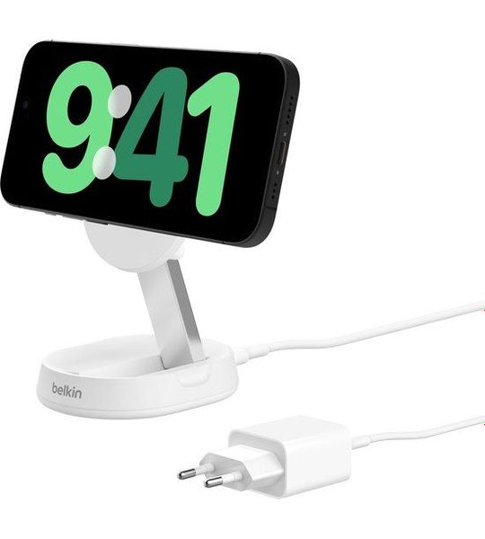 Belkin Belkin Convertible Qi2 15w Magnetic Charging Stand Met Oplader Wit - Geschikt Voor Magsafe Draadloze Oplader