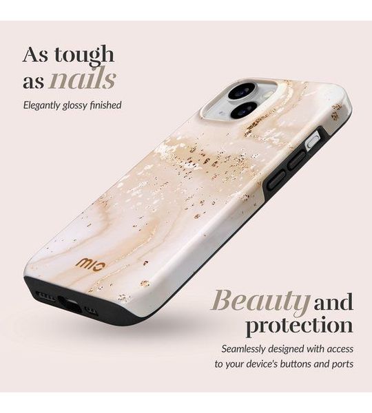MIO By Mobilize Magsafe Compatible Telefoonhoesje Voor Apple Iphone 16 Pro Gold Marble